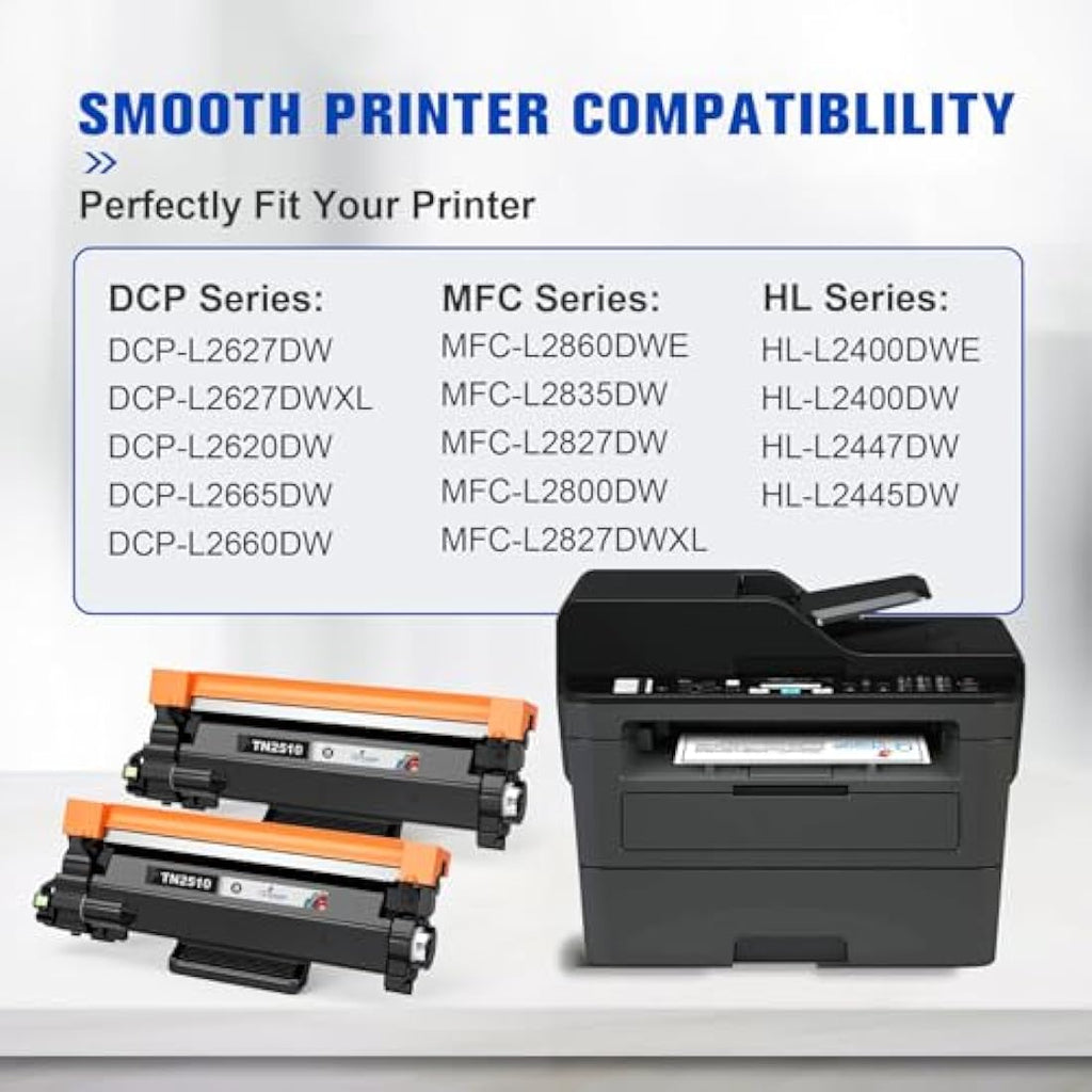 Q-image TN2510 Compatible Toner Cartridge for Brother Printers, 2-Pack Black