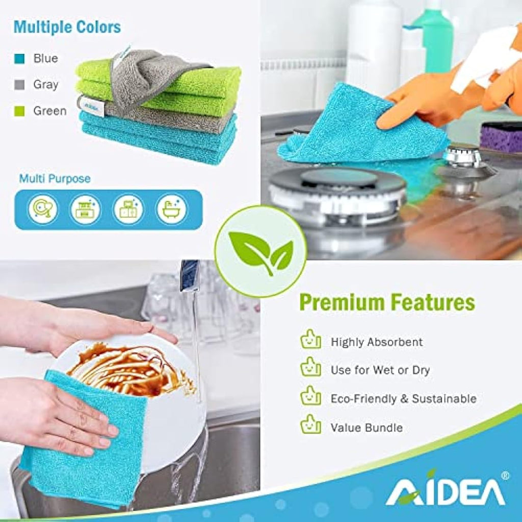 AIDEA Microfibre Cleaning Cloths – 100 Pack Absorbent Lint-Free Towels