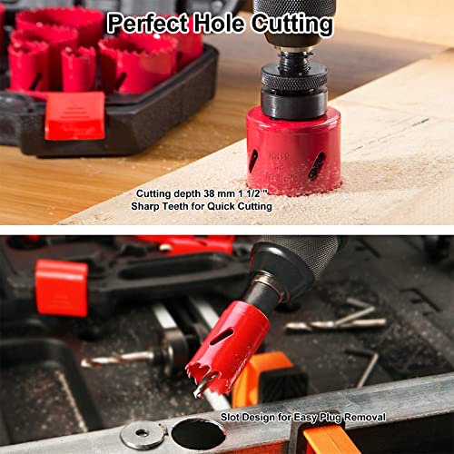 Ecotown 23-Piece Bi-Metal Hole Saw Kit | M42 HSS Cutter Set for Metal & Wood