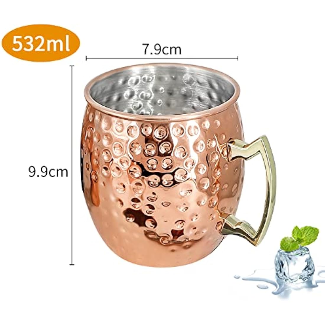Moscow Mule Copper Mugs - Set of 6 Hammered 18oz Cups