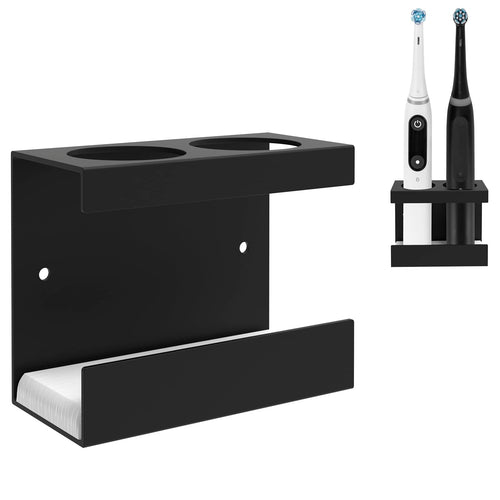 Linkidea Wall Mount Electric Toothbrush Holder | 2-Slot Aluminum - Black