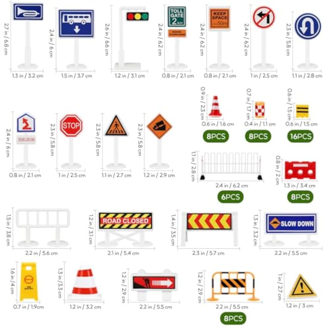NUOBESTY 62pcs Miniature Traffic Signs – Kids Educational Road Toys