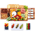 hecef Acacia Wood Charcuterie Board Set with Marble Slate and Cutlery