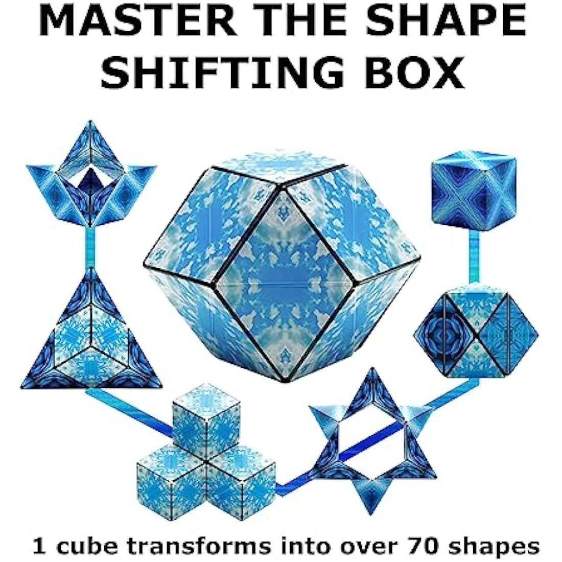 Shashibo Shape Shifting Magnetic Fidget Cube - Blue Planet Sensory Toy