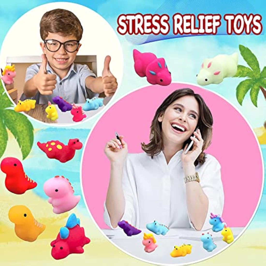 Jolof Store 30P Mini Dinosaur Mochi Squishy Toys | Kawaii Fidget Party Favors