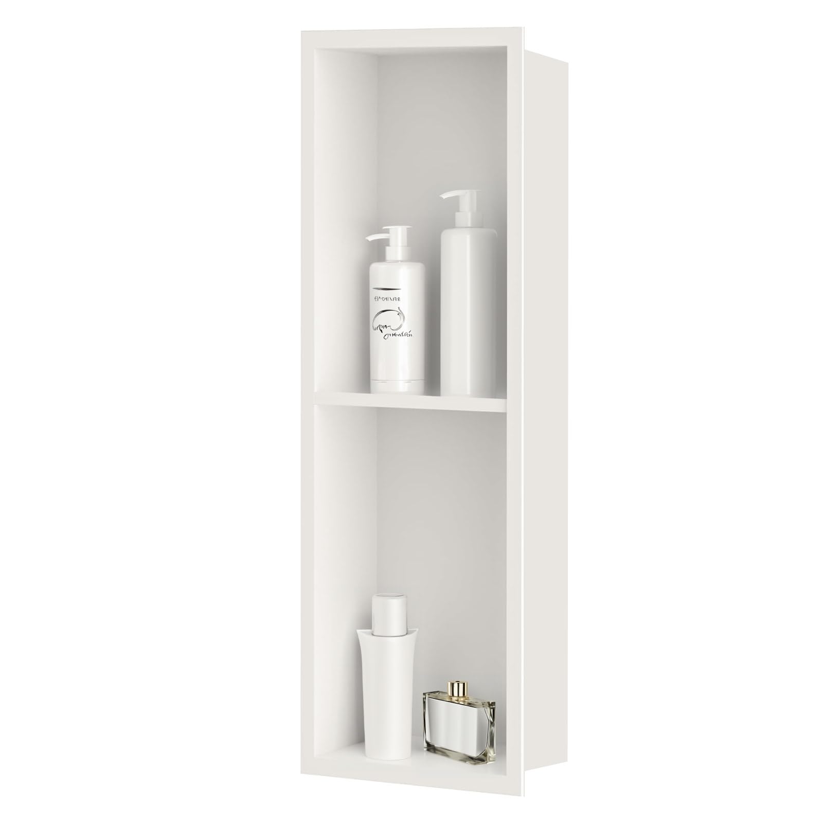 Sunrik Stainless Steel Recessed Shower Niche – Warm White 20x60cm