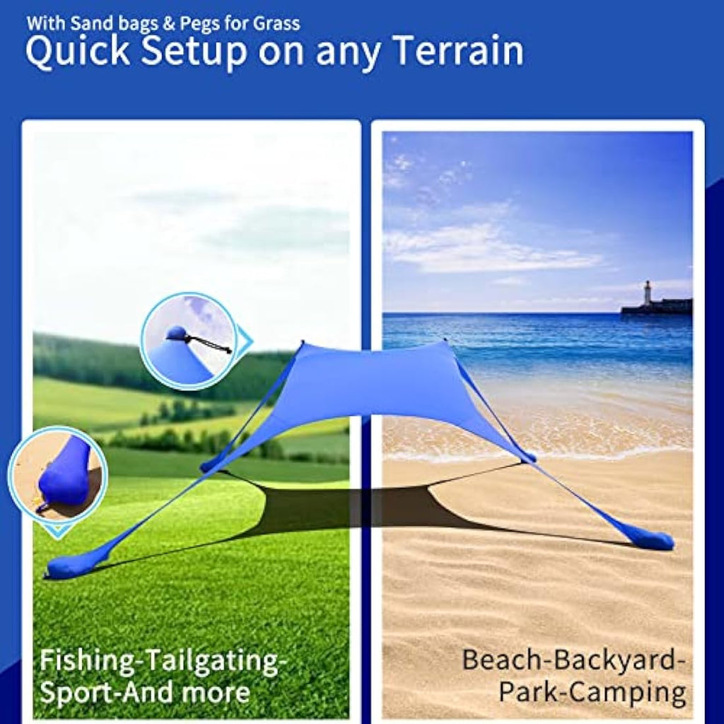 CUUPO 7x7ft Beach Tent Sun Shelter – UPF 50+ Lycra Canopy with Blanket