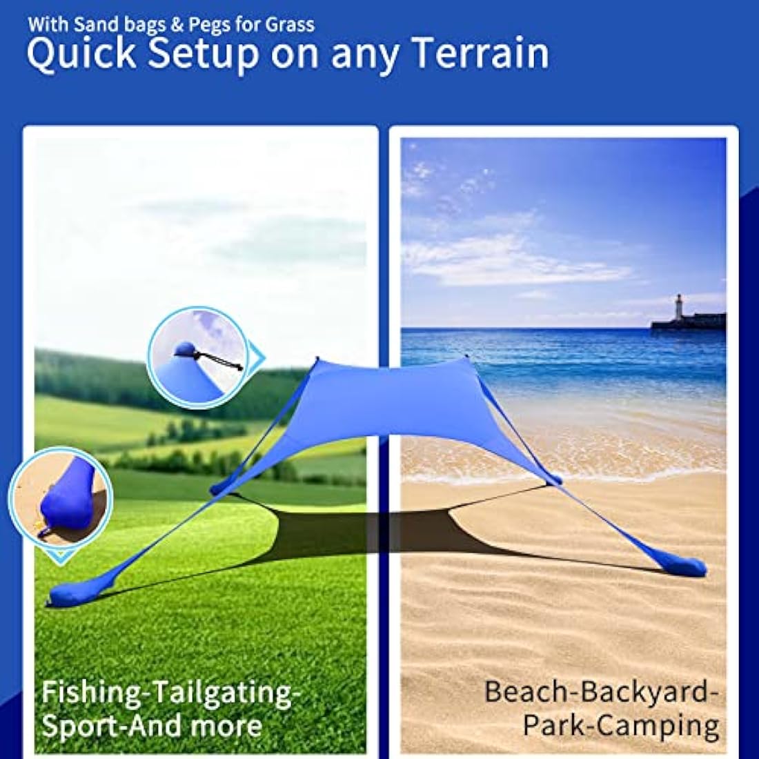 CUUPO 7x7ft Beach Tent Sun Shelter – UPF 50+ Lycra Canopy with Blanket