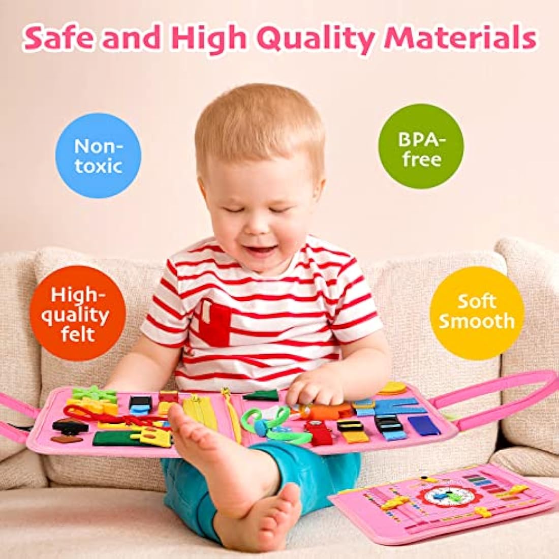 Hooku Montessori Busy Board for Toddlers – Sensory Travel Toy (TY004)