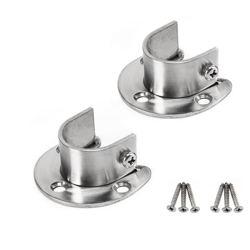 KAFENDA 2pcs Stainless Steel U-Flange Rod Brackets for 1.26" Wardrobe Poles