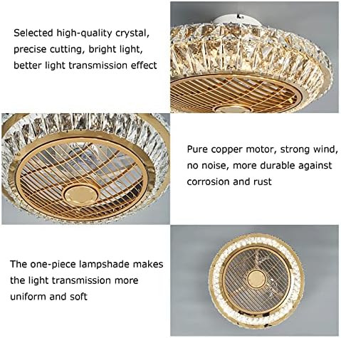 Jolof Store Crystal Ceiling Fan with LED Light – Dimmable 360° Airflow