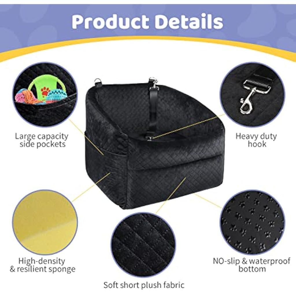 Dog Booster Seat | Small Dog Car Seat with Safety Leash