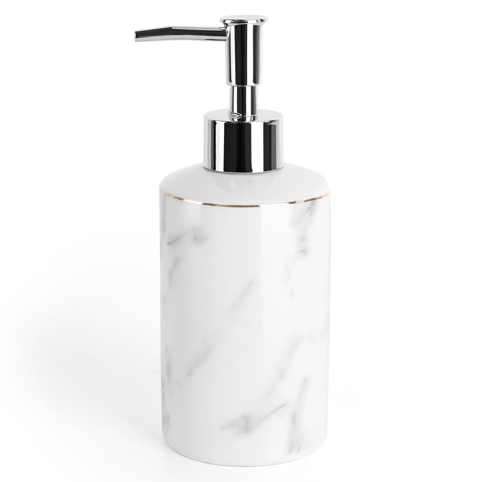 ANTIS'S HOME Ceramic Soap Dispenser | 370ml Marble & Gold Refillable Bottle