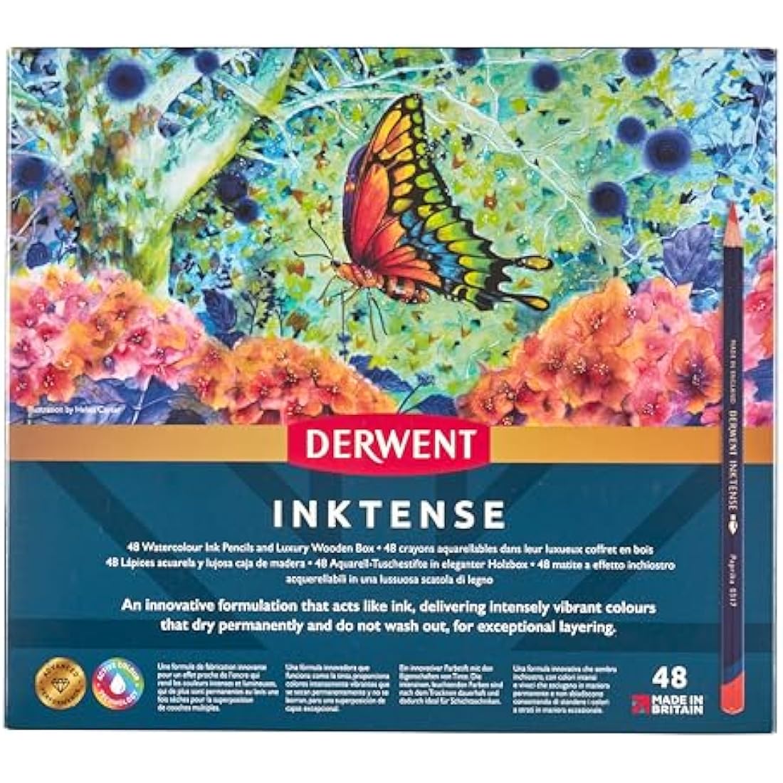 Derwent Inktense Permanent Watercolour Pencils - 48 Set in Wooden Box