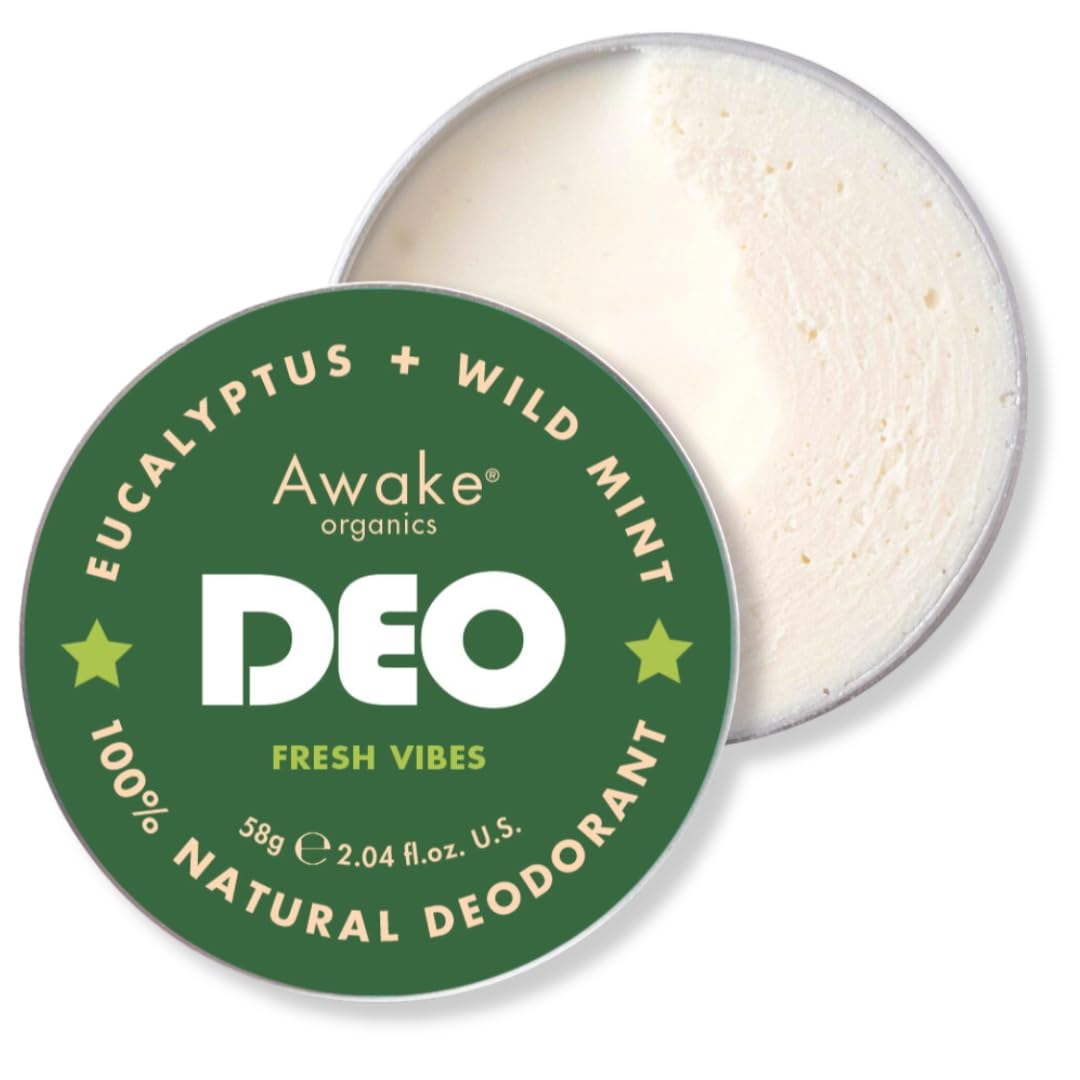 Awake Organics Natural Deodorant Balm | Eucalyptus & Mint | 58g