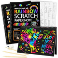 Mocoosy Rainbow Scratch Art Notebooks – 3 Pack Magic Drawing Pads for Kids