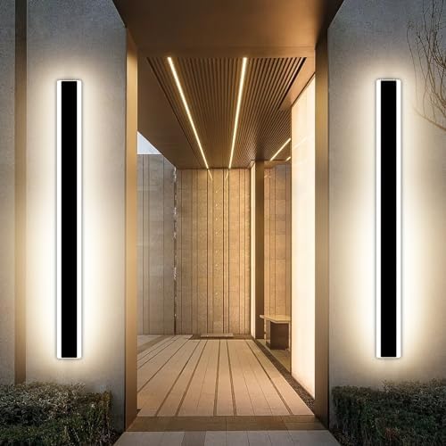 Mikeru 150cm LED Outdoor Wall Light | IP65 Waterproof Black Sconce