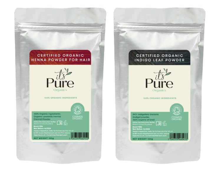 It's Pure Organic Henna & Indigo Hair Dye Set – 100% Natural & Chemical Free