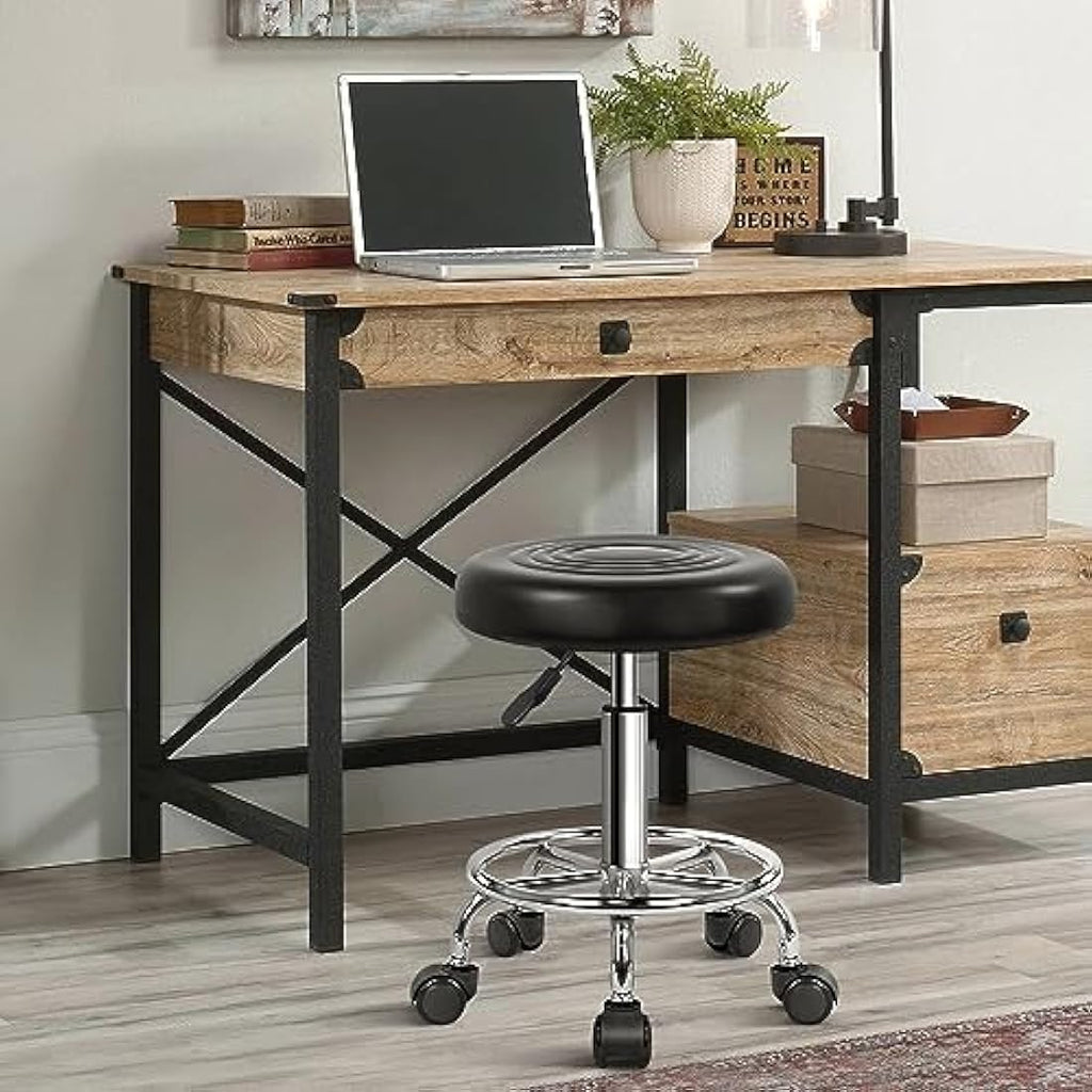 KKTONER PU Leather Rolling Stool - Adjustable Swivel Salon Task Chair