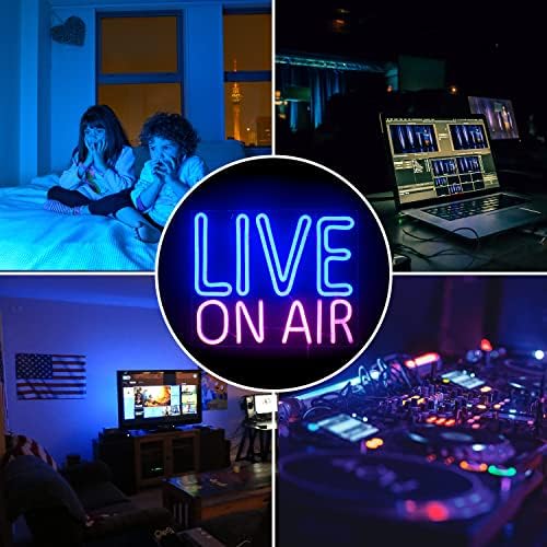Looklight Live On Air Neon Sign | Blue & Pink LED Wall Art for Streaming