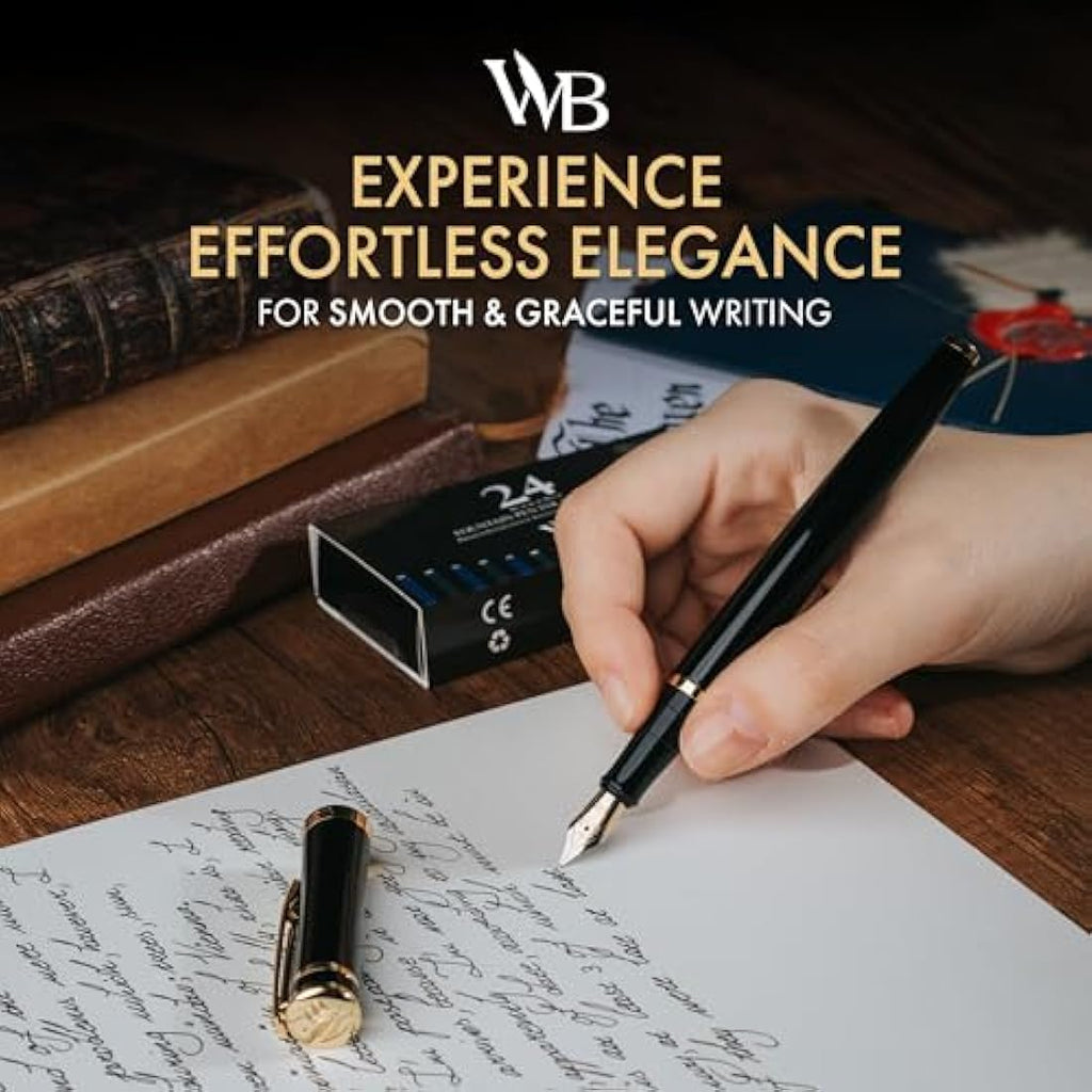 Wordsworth & Black Fountain Pen Set - Extra Fine Nib with 24 Ink Cartridges