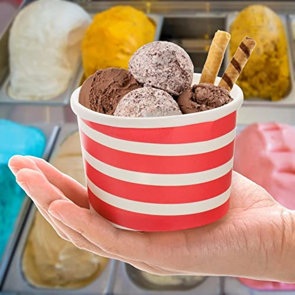 Hacaroa 150 Count Paper Ice Cream Cups – 8 oz Disposable Sundae Bowls
