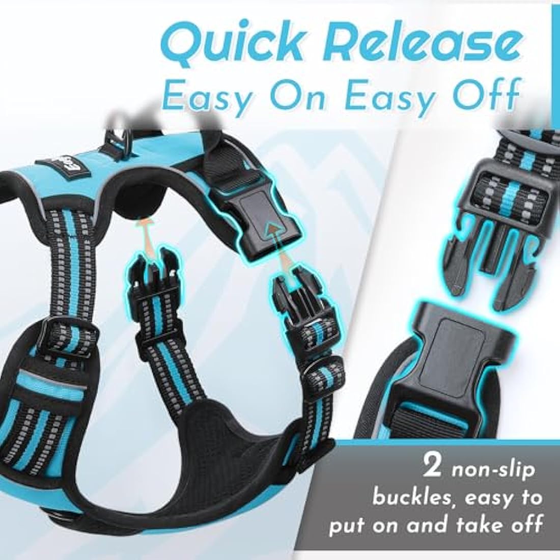 No Pull Dog Harness | Reflective Padded Walking Vest – Sky Blue