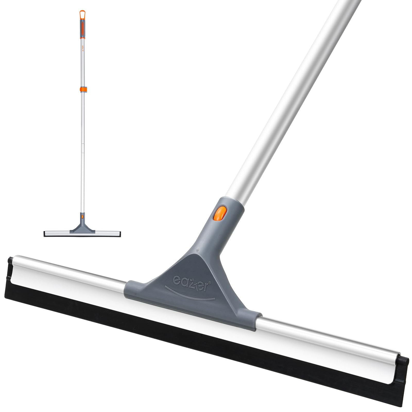 Eazer Floor Squeegee Mop | 50.3'' Extendable Aluminum Pole & Rubber Scrubber