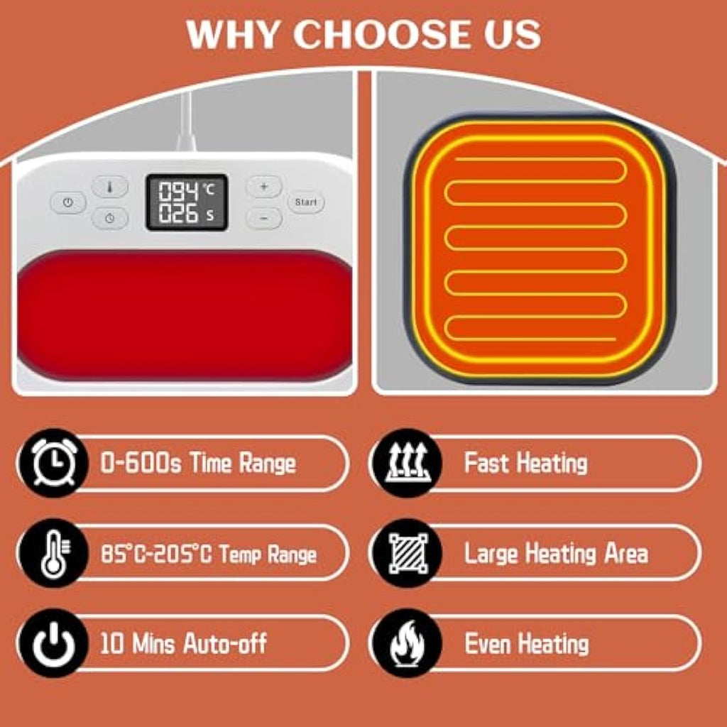 9" x 9" Heat Press Machine – Portable Sublimation & HTV Iron