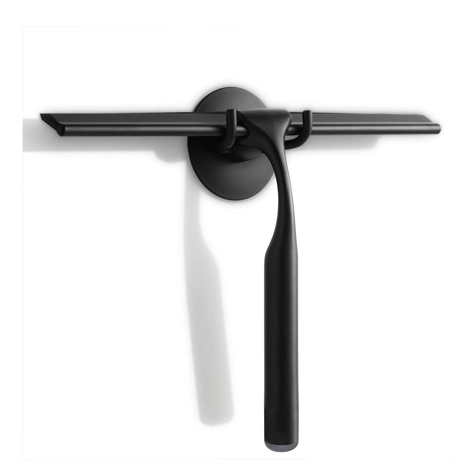 SIOOUI Stainless Steel Shower Squeegee with Suction Hook – Black, 10in