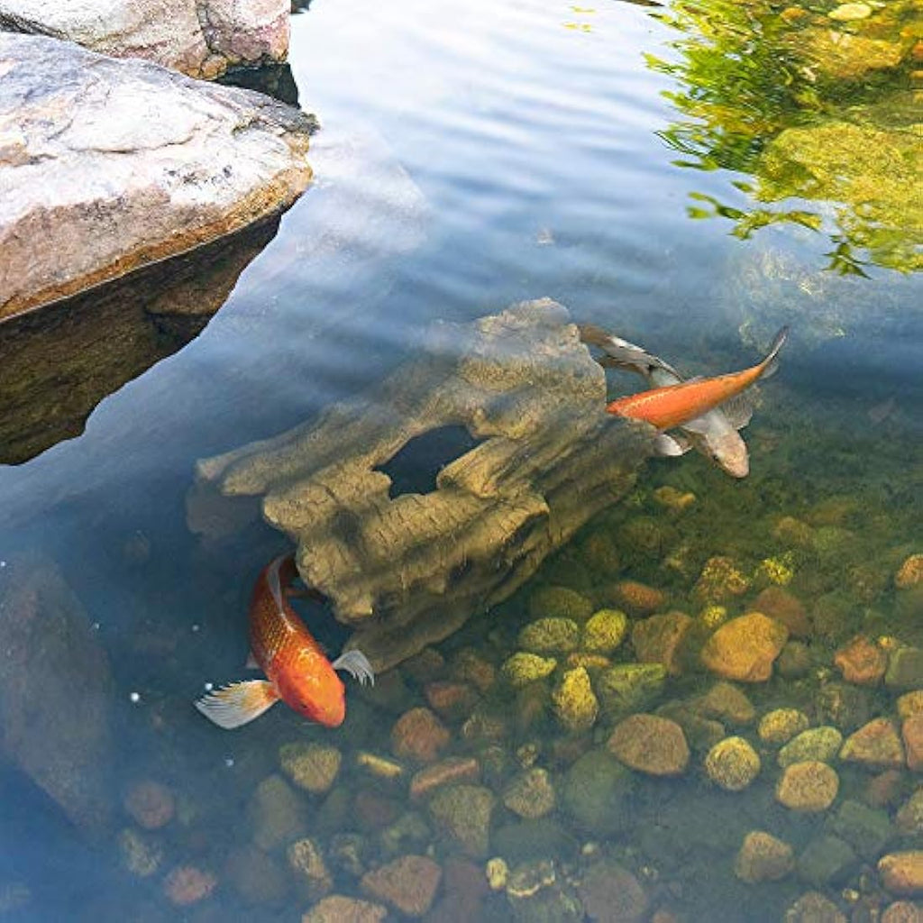 Aquascape Koi Predator Control Faux Log Fish Cave – Heavy-Duty Poly-Resin