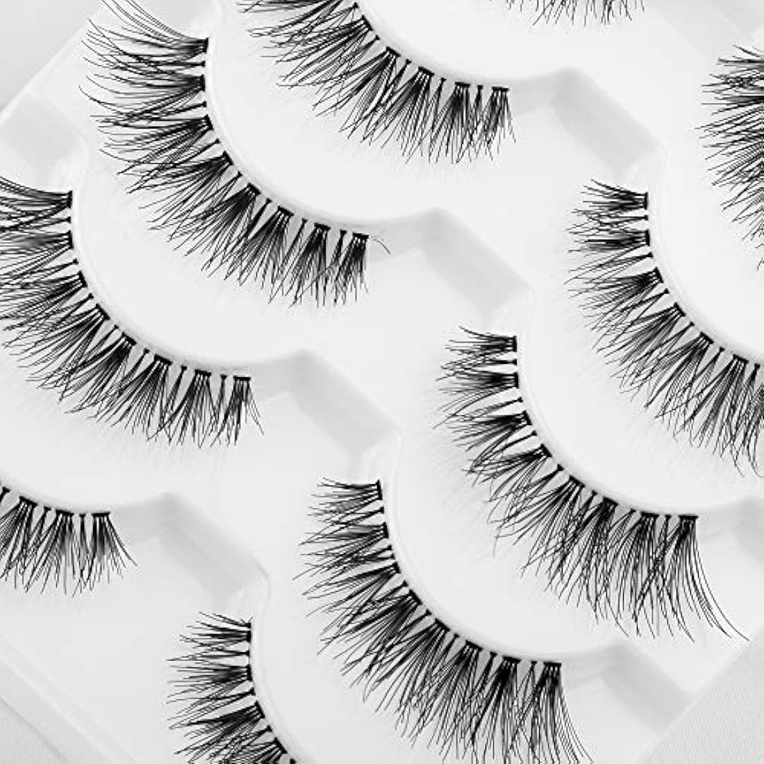 JIMIRE 3D False Eyelashes – Natural Demi-Wispies Cat Eye Lashes, 5 Pairs