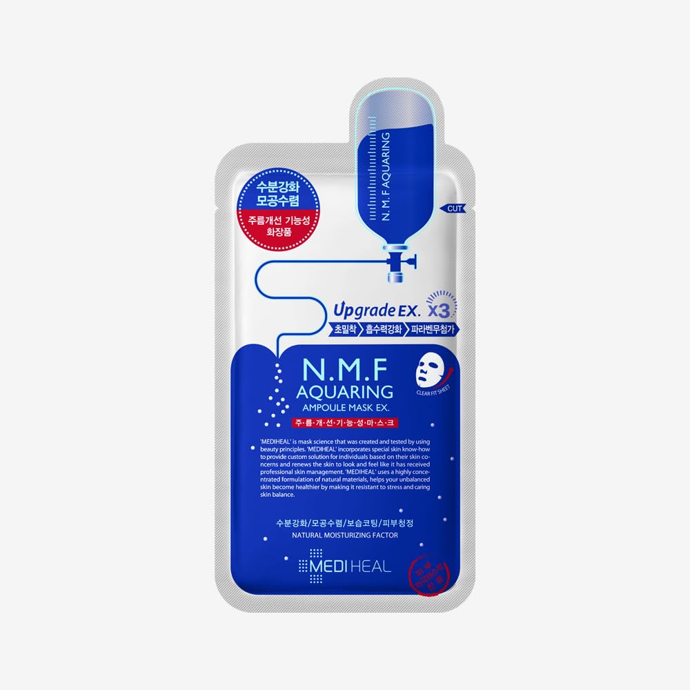 MEDIHEAL N.M.F Aquaring Ampoule Mask | Hydrating Sheet Mask - 10 Pack