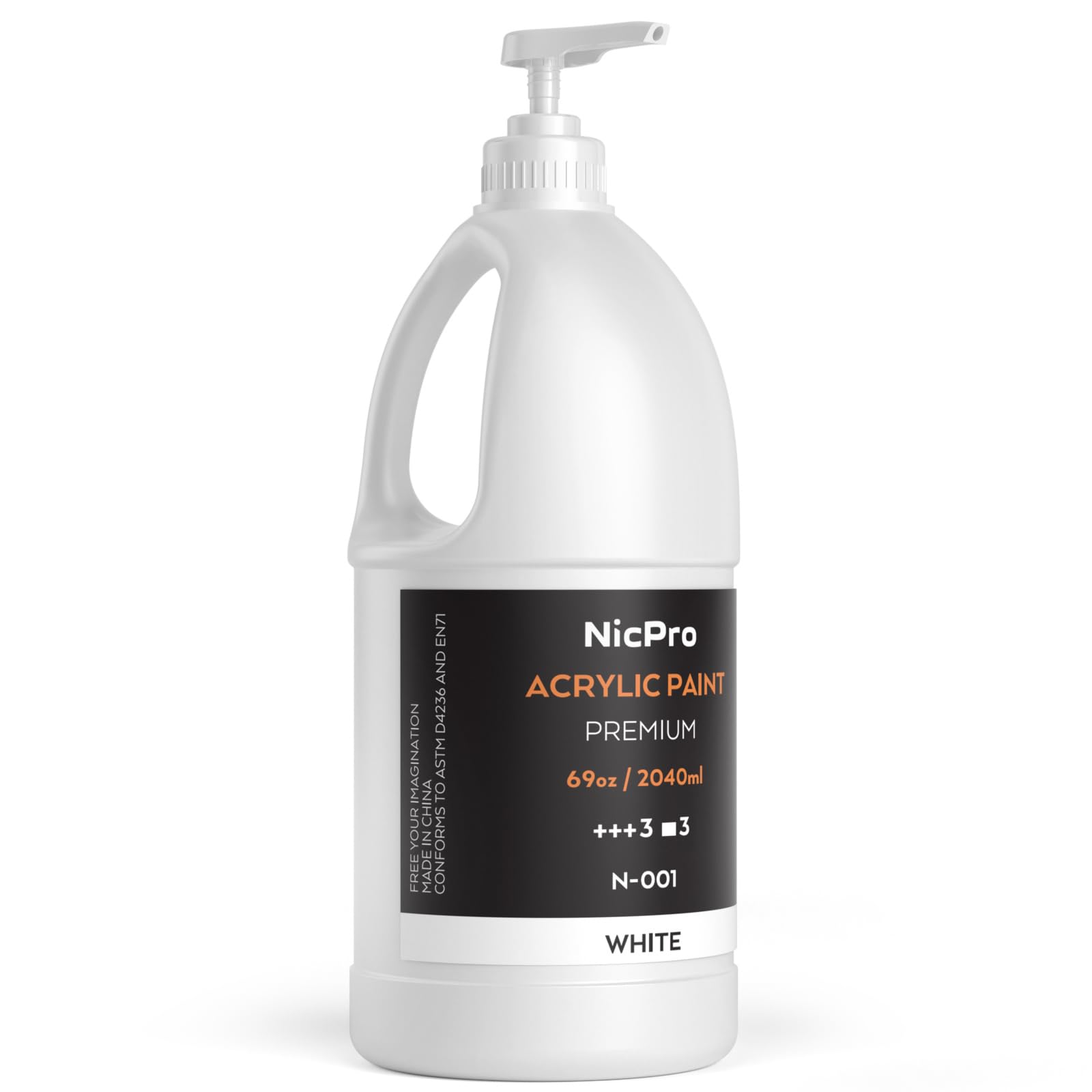 Nicpro White Acrylic Paint - 69 oz Bulk Non-Toxic Art Supplies with Pump