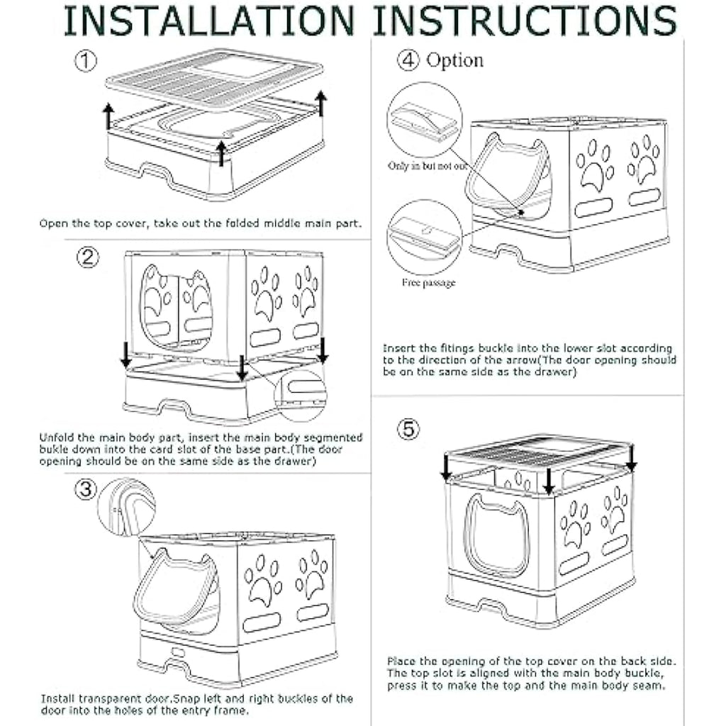 Pawsayes Foldable Cat Litter Box with Lid | Top Entry Tray for Kittens