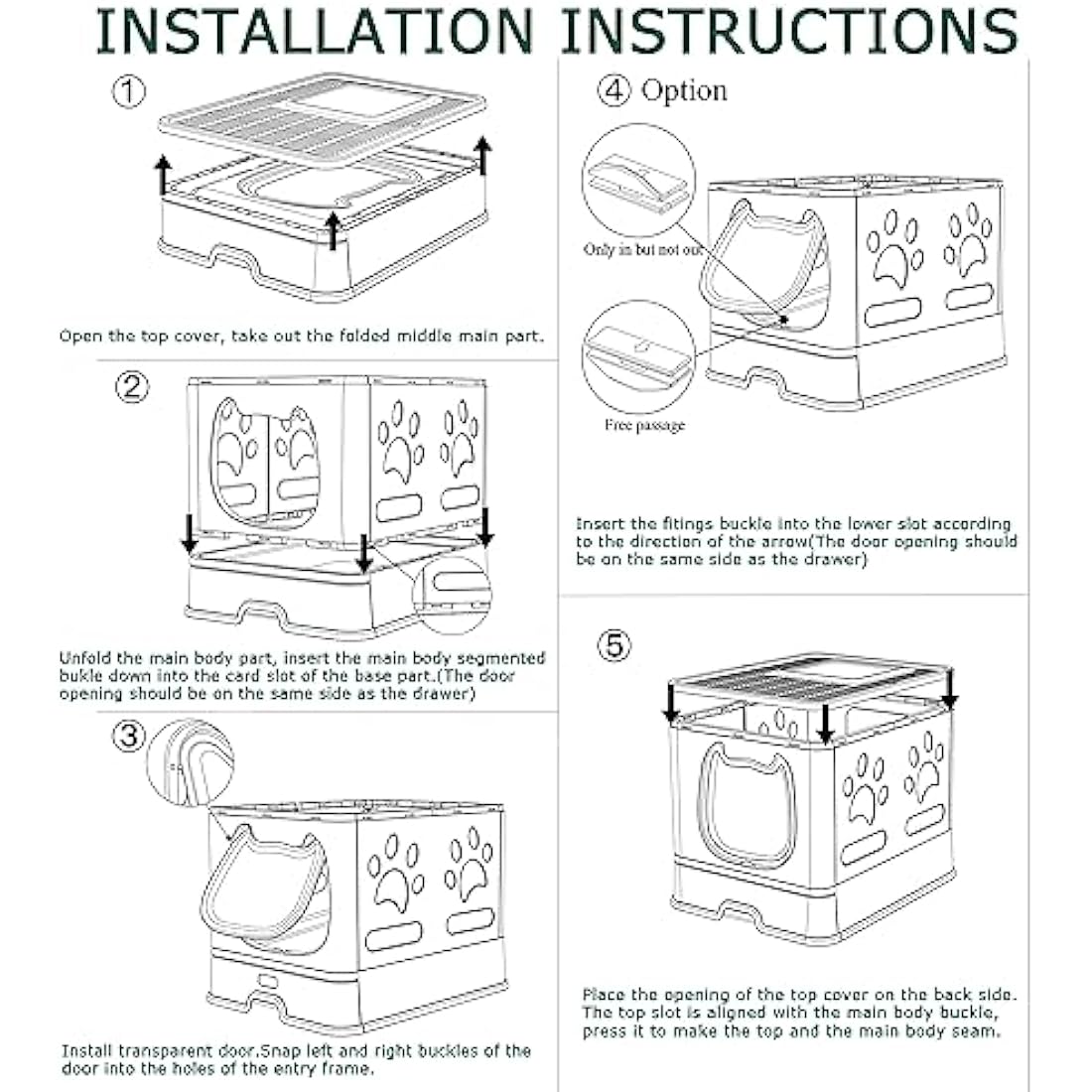 Pawsayes Foldable Cat Litter Box with Lid | Top Entry Tray for Kittens