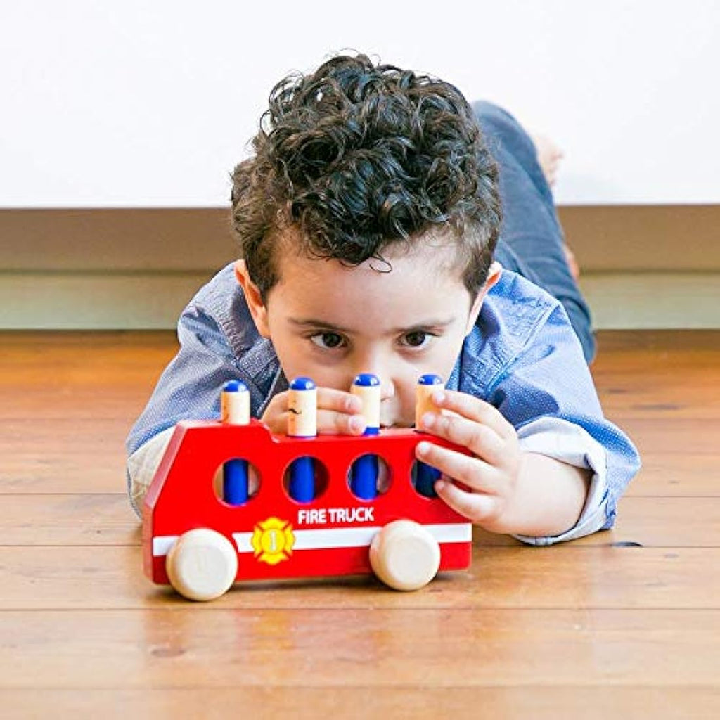 New Classic Toys Wooden Pop-Up Fire Truck – FSC Certified Red Toy