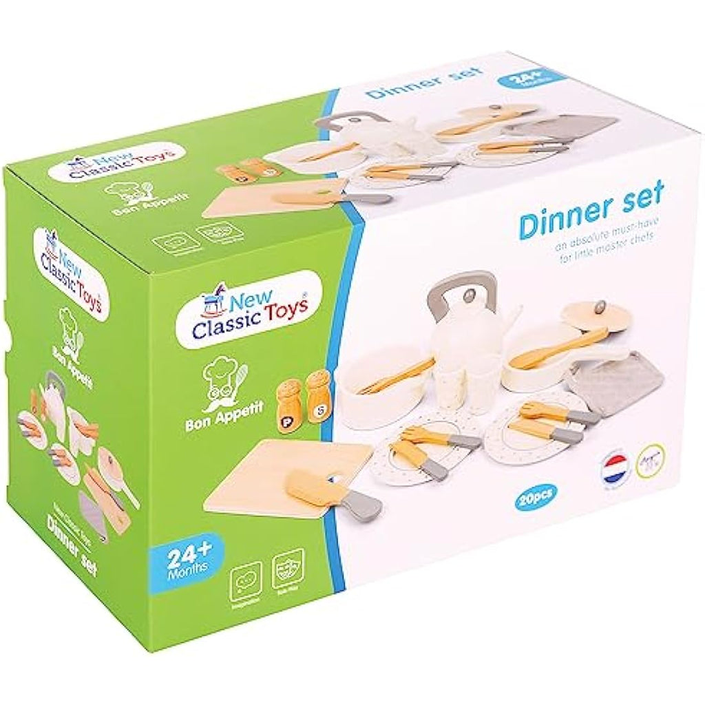 New Classic Toys Kids Dinner Set – Educational Kitchen Pretend Play Kit