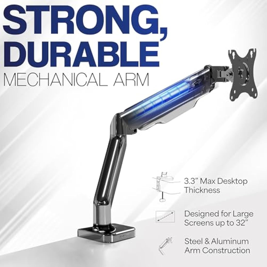 VIVO Single Monitor Arm – Height Adjustable VESA Desk Mount for 17-32" Screens