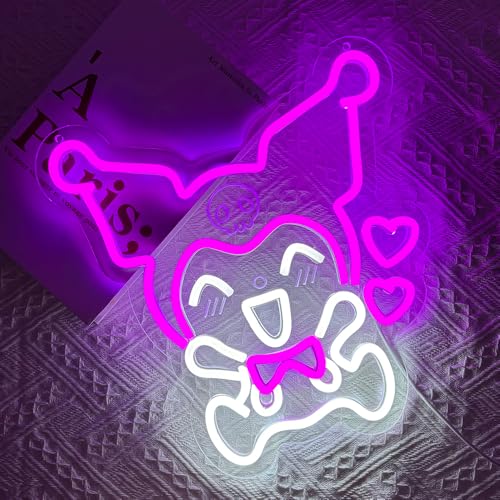 PILOYINDE Kuromi Anime Neon Sign | Purple LED Wall Light for Bedroom Decor