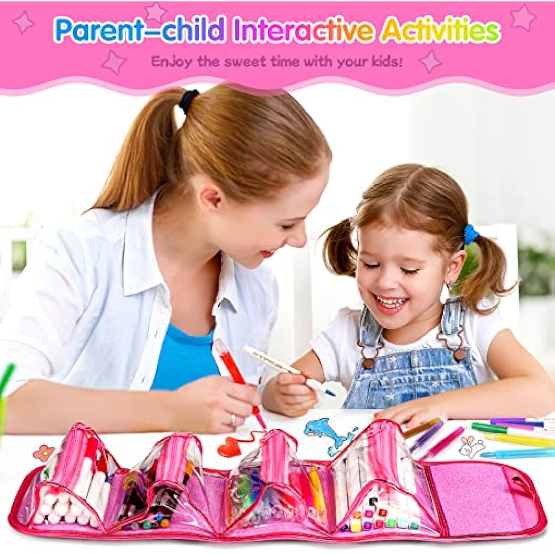 Hot Bee Unicorn Pencil Case Art Set | 48-Piece Kids Drawing & Stationery Kit