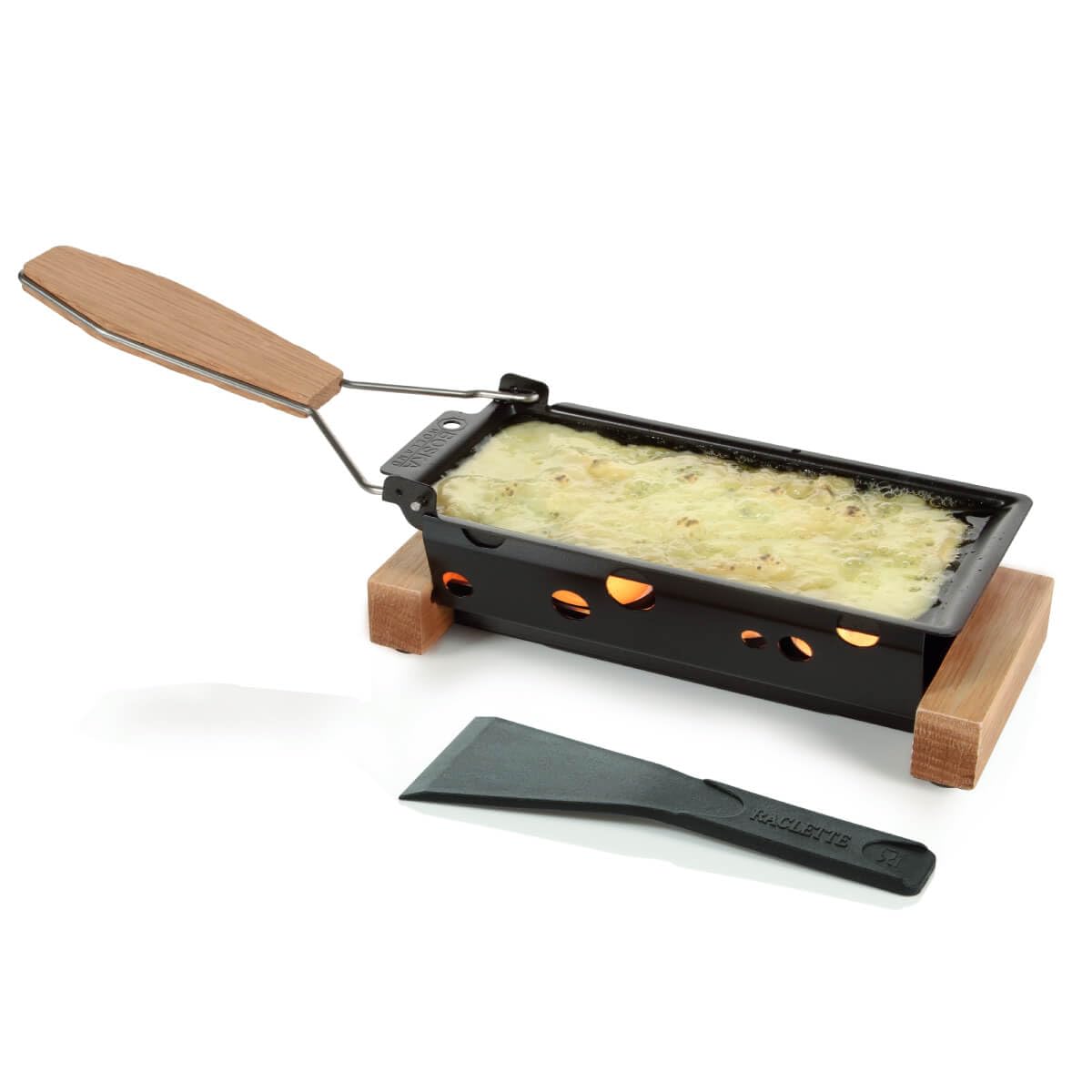 BOSKA Oslo Partyclette – 2 Person Wood Raclette Grill with Spatula
