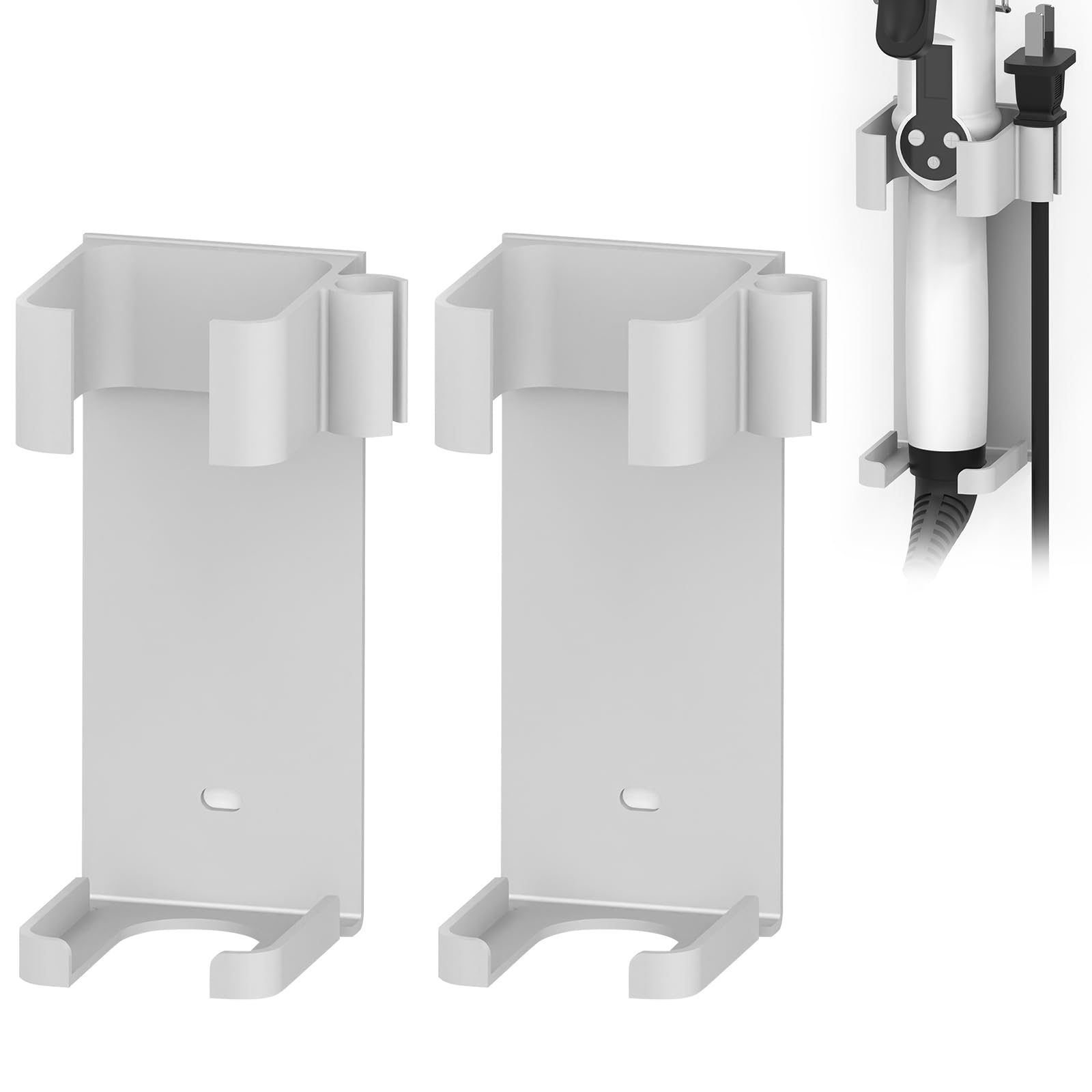 Curling Iron Holder | 2 Pack No-Drill Wall Mount - White