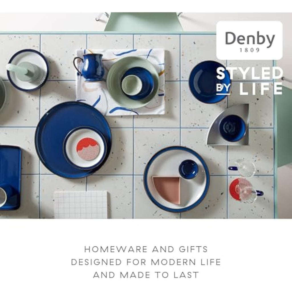 Denby Imperial Blue Medium Plates – Set of 4 Ceramic Stoneware 22cm