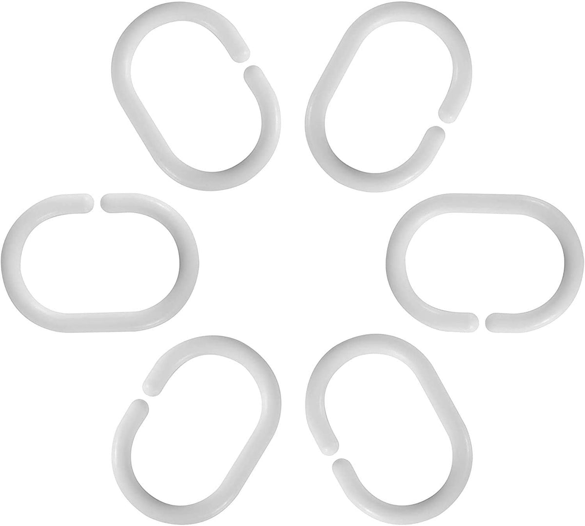 Plastic Shower Curtain Rings Hooks for Bathroom Shower Window Rod 24 Pack White - image 5