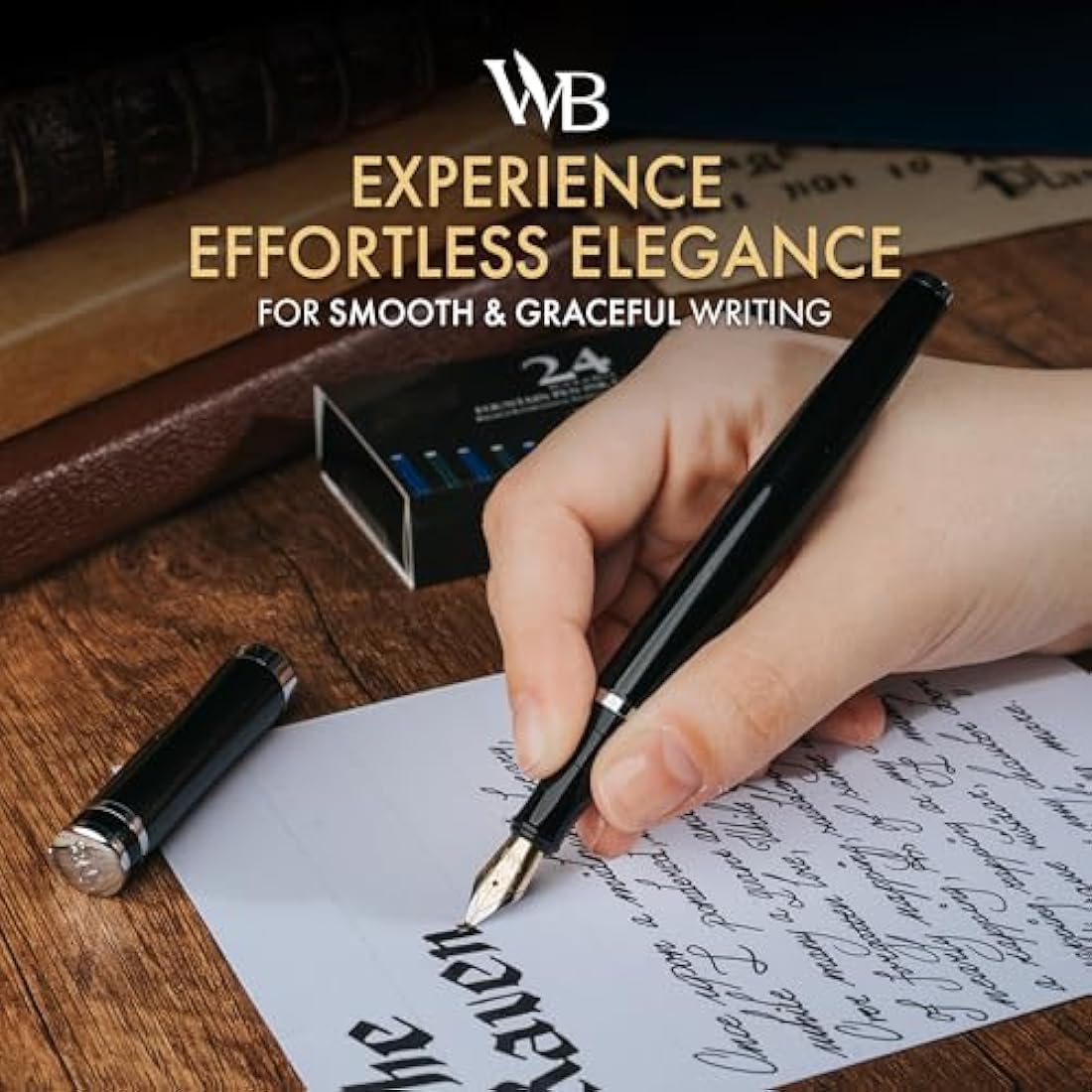 Wordsworth & Black Fountain Pen Set – Bent Nib Calligraphy Pen, Chrome