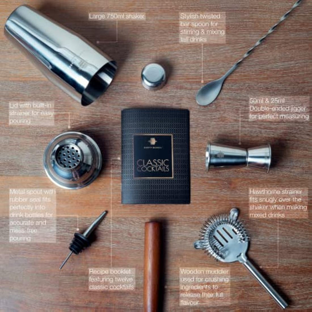 Rusty Barrel Mayfair Cocktail Making Kit – 8-Piece Stainless Steel Set