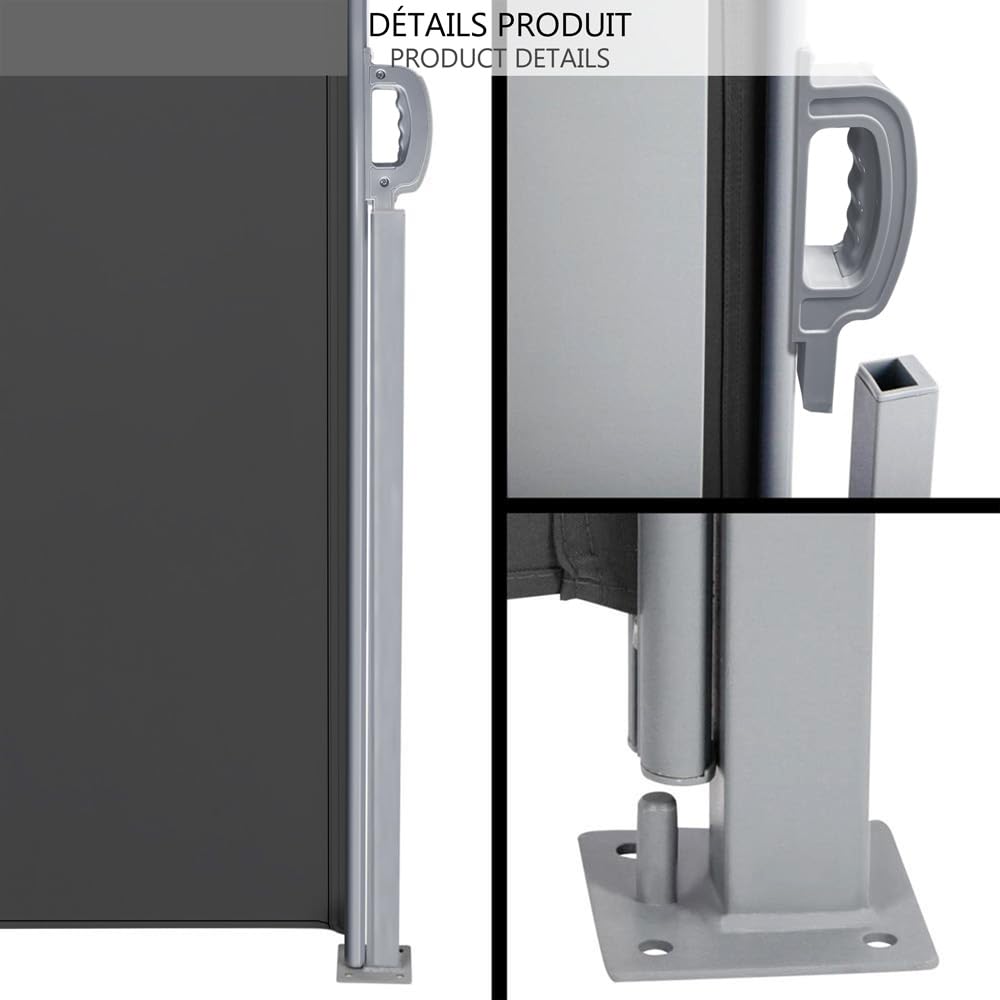 VOUNOT Retractable Side Awning | 180x300cm Garden Privacy Screen, Grey