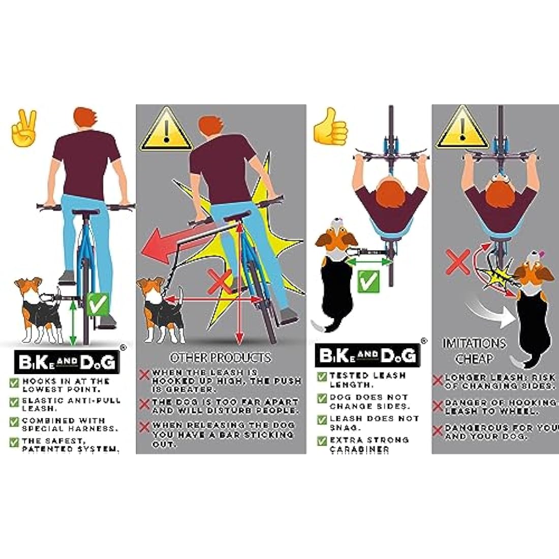 Jolof Store Dog Bike Leash and Harness Set with Side Rings – Black, M
