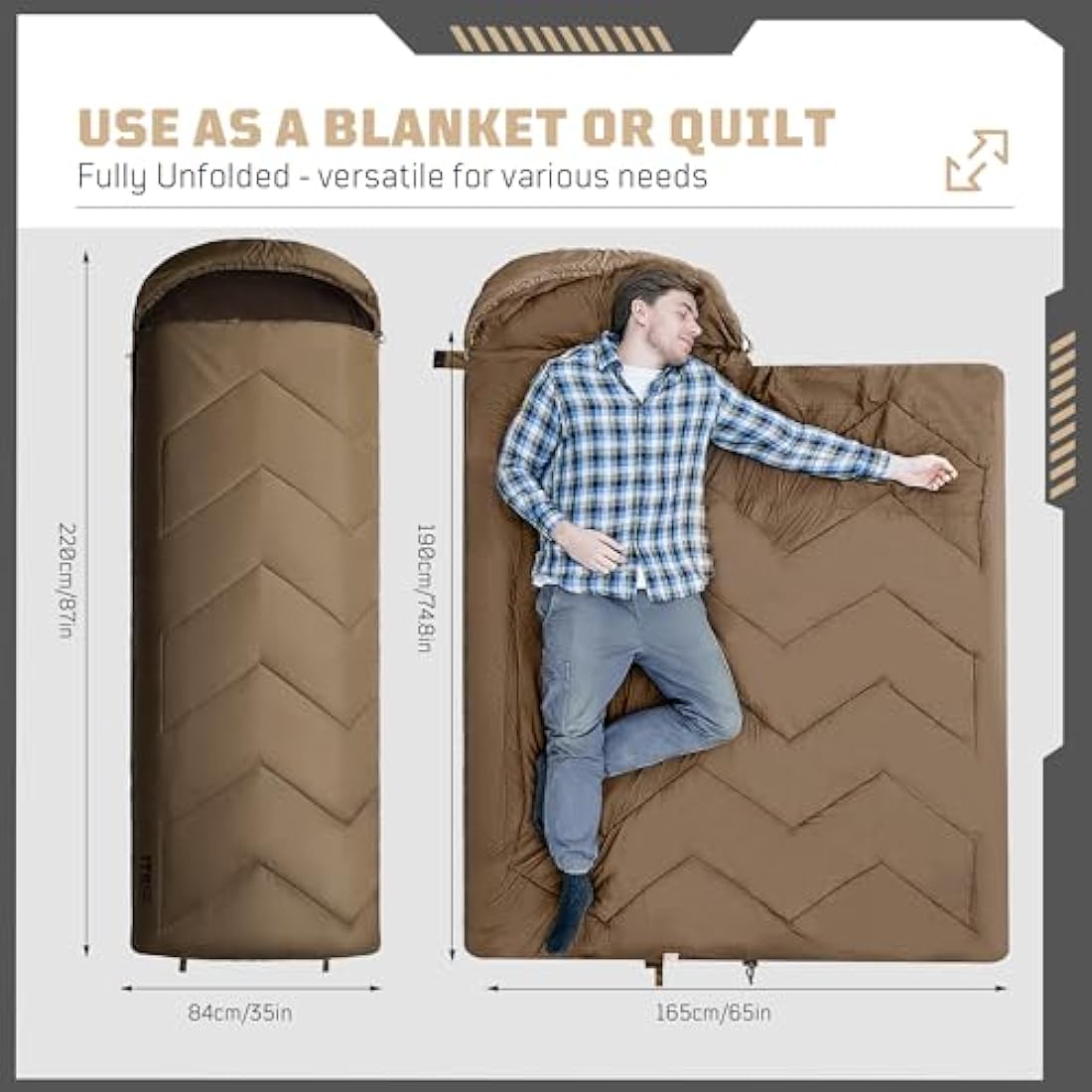 Cold Weather Sleeping Bag | 36°F Thermal Coyote Brown